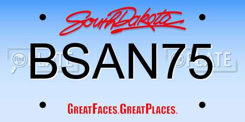 BSAN75 South Dakota License Plate
