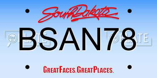 BSAN78 South Dakota License Plate