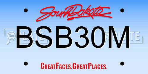 BSB30M South Dakota License Plate