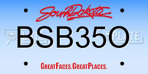 BSB35O South Dakota License Plate