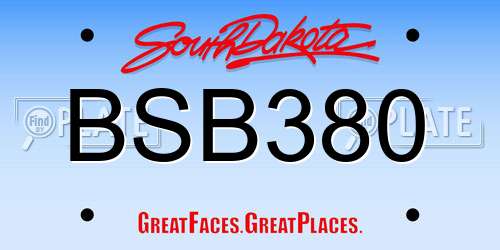 BSB380 South Dakota License Plate