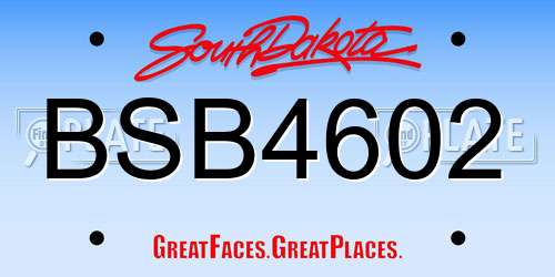 BSB4602 South Dakota License Plate