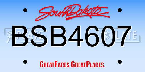 BSB4607 South Dakota License Plate