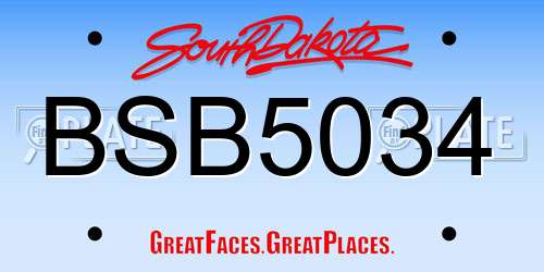 BSB5034 South Dakota License Plate