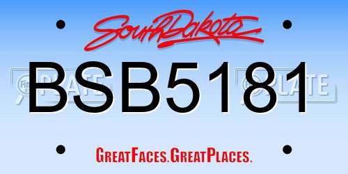 BSB5181 South Dakota License Plate
