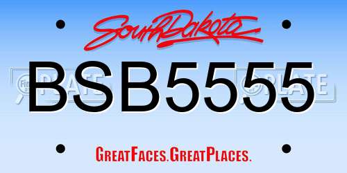 BSB5555 South Dakota License Plate