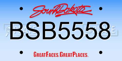 BSB5558 South Dakota License Plate