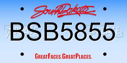 BSB5855 South Dakota License Plate