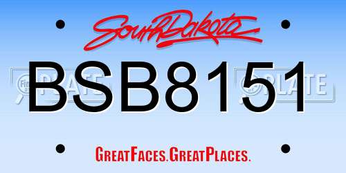 BSB8151 South Dakota License Plate