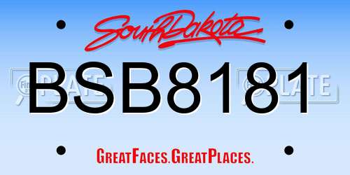 BSB8181 South Dakota License Plate