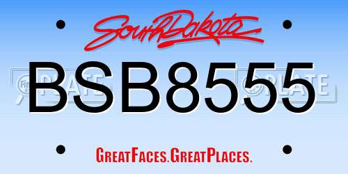 BSB8555 South Dakota License Plate