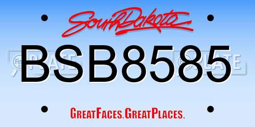 BSB8585 South Dakota License Plate