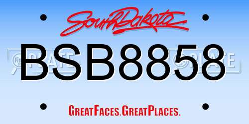 BSB8858 South Dakota License Plate