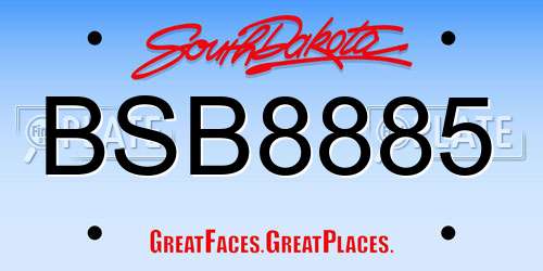BSB8885 South Dakota License Plate