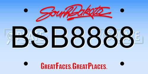 BSB8888 South Dakota License Plate
