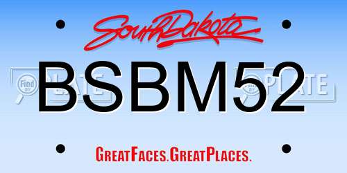 BSBM52 South Dakota License Plate