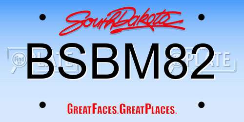 BSBM82 South Dakota License Plate