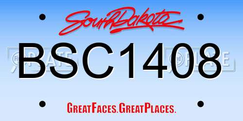 BSC1408 South Dakota License Plate