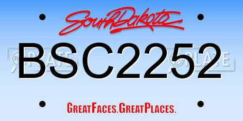 BSC2252 South Dakota License Plate