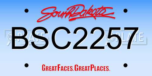 BSC2257 South Dakota License Plate