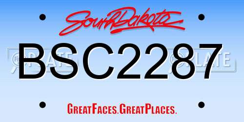 BSC2287 South Dakota License Plate