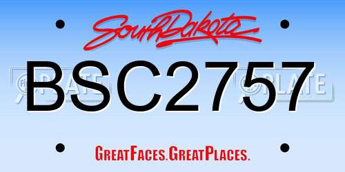 BSC2757 South Dakota License Plate