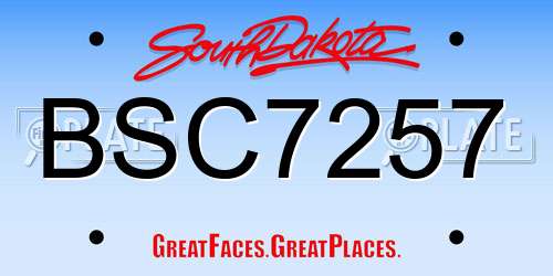 BSC7257 South Dakota License Plate