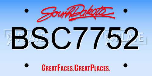BSC7752 South Dakota License Plate