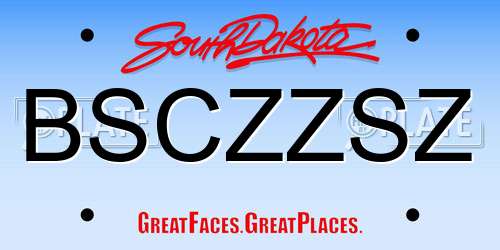 BSCZZSZ South Dakota License Plate