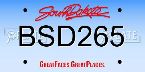 BSD265 South Dakota License Plate