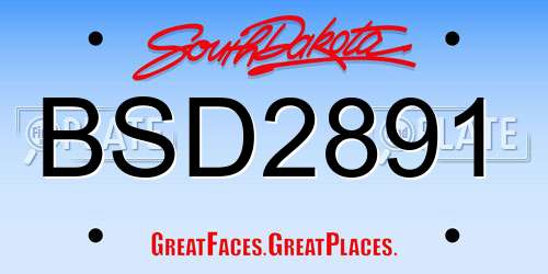BSD2891 South Dakota License Plate