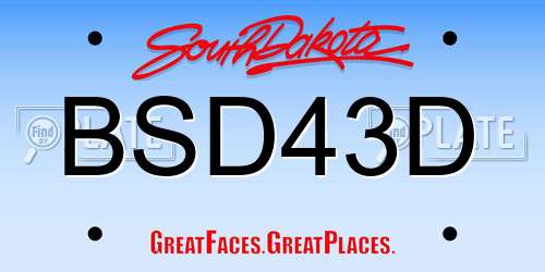 BSD43D South Dakota License Plate