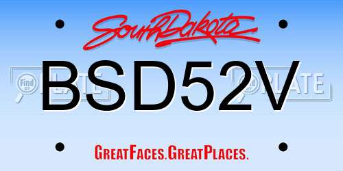 BSD52V South Dakota License Plate