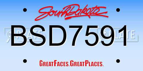 BSD7591 South Dakota License Plate