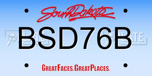 BSD76B South Dakota License Plate