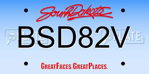 BSD82V South Dakota License Plate
