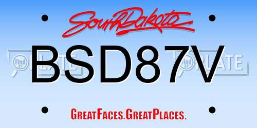 BSD87V South Dakota License Plate
