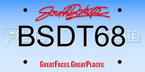 BSDT68 South Dakota License Plate