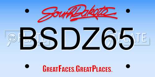BSDZ65 South Dakota License Plate