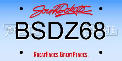 BSDZ68 South Dakota License Plate