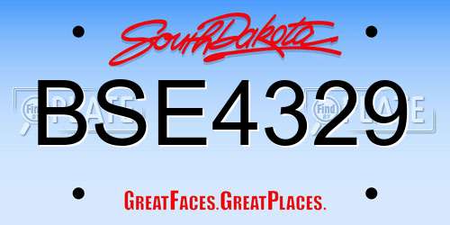 BSE4329 South Dakota License Plate