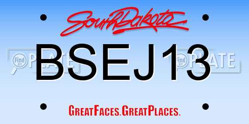 BSEJ13 South Dakota License Plate