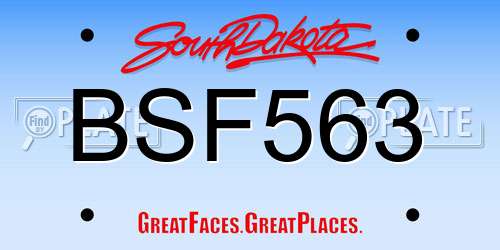 BSF563 South Dakota License Plate