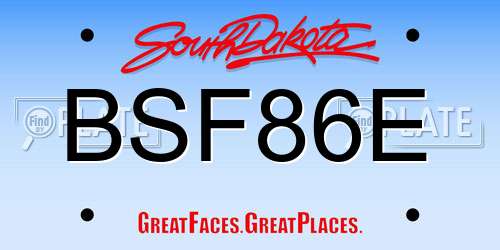 BSF86E South Dakota License Plate