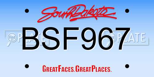 BSF967 South Dakota License Plate