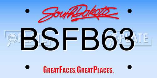 BSFB63 South Dakota License Plate