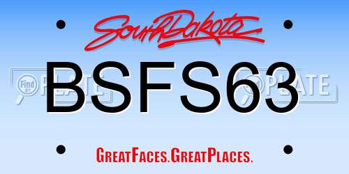 BSFS63 South Dakota License Plate