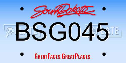 BSG045 South Dakota License Plate