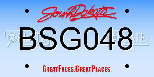 BSG048 South Dakota License Plate