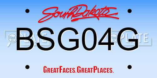 BSG04G South Dakota License Plate